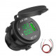 Waterproof boat voltmeter with USB 3 Quick Charge charger
